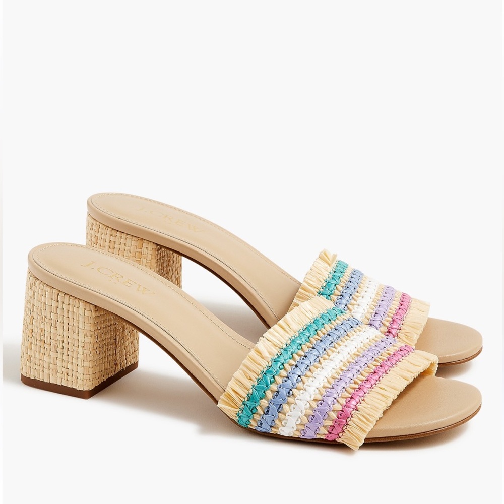 J. Crew Rainbow Woven mule heels